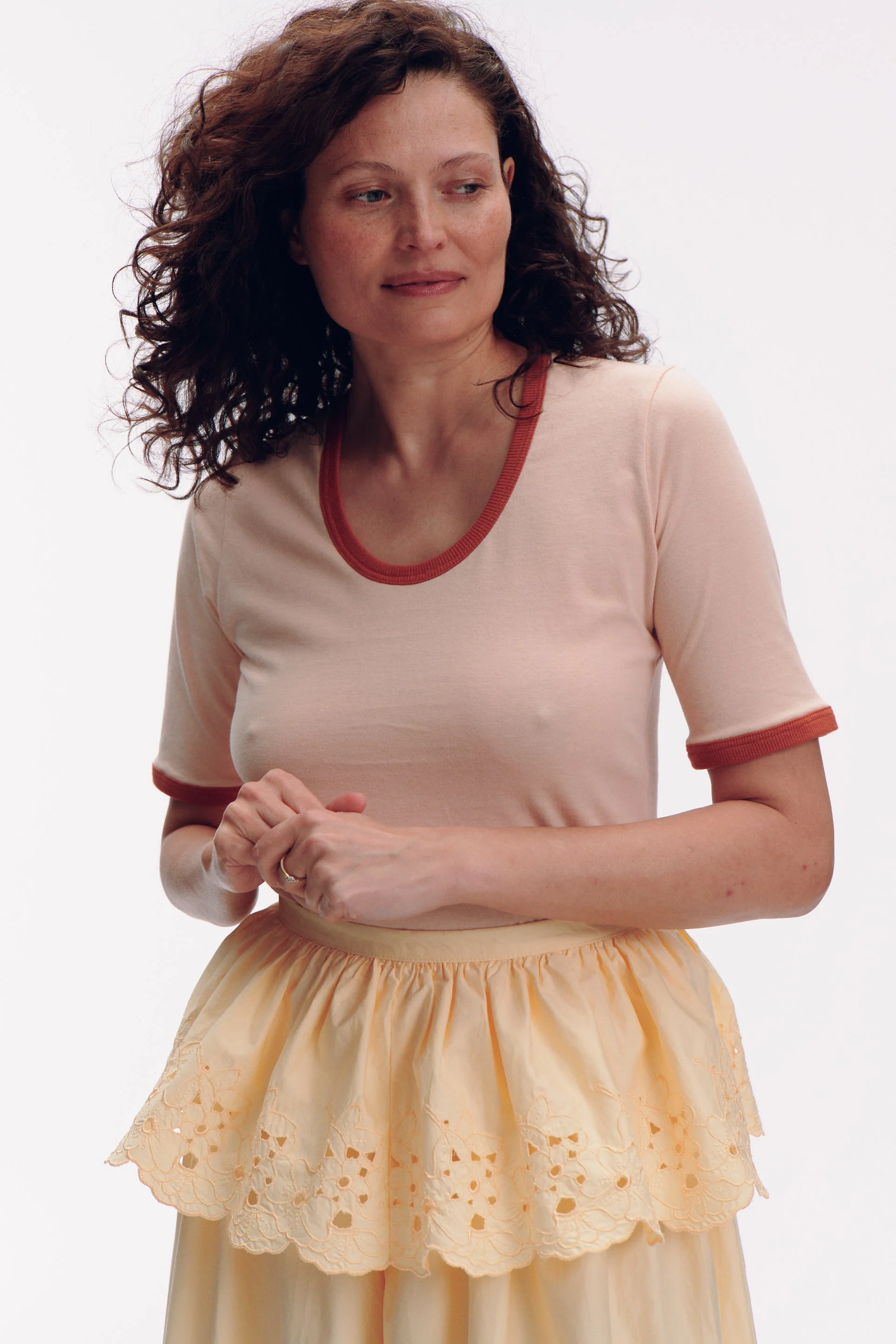 Philippe Bawełniany top - peach - Image 5